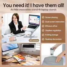 Foldable Laptop Stand 360 Rotation Notebook Table Aluminum Alloy Holder Portable Book Tablet Bracket with Heat Dissipation