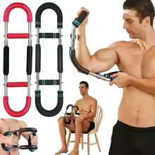 Twister Arm Exerciser with Foam Handle Adjustable Spring Workout Bar Forearm Triceps Chest Expander Portable Fitness Equipment